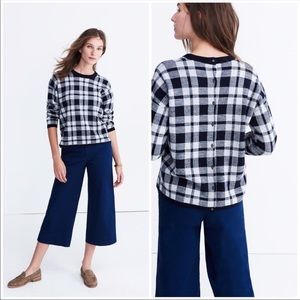 Madewell 100% Merino Wool Plaid Button-Back Sweater Sz S